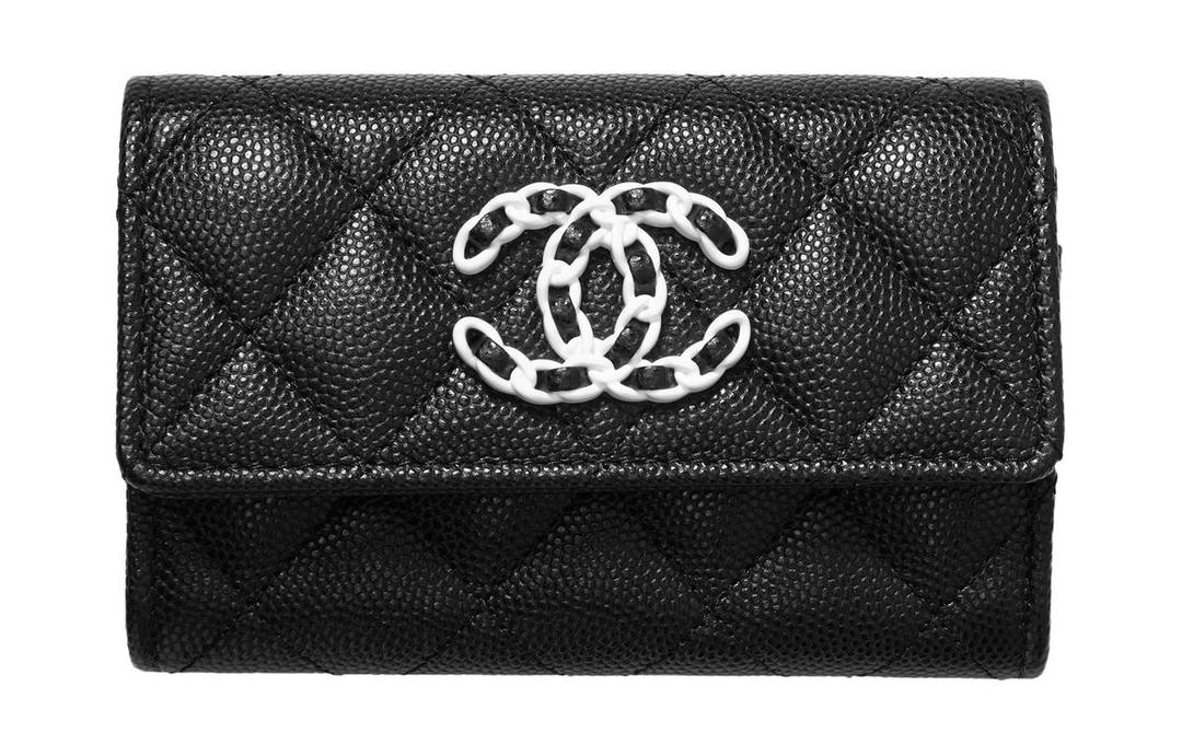 Chanel Chanel Embossed Calfskin With Grains Card Holder Wallet Women's Black