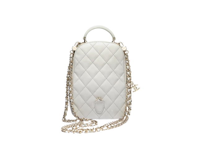 Chanel Chanel Small Backpack In Grained Shiny Calfskin With Gold-Tone Metal Light Grey - view 3