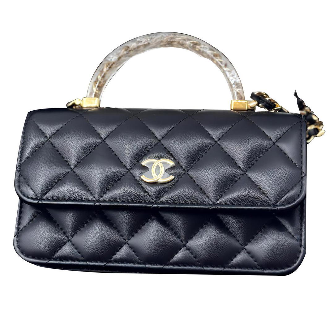 Chanel Chanel Sheepskin Handbag Shoulder Bag Crossbody Bag Women's Black & White