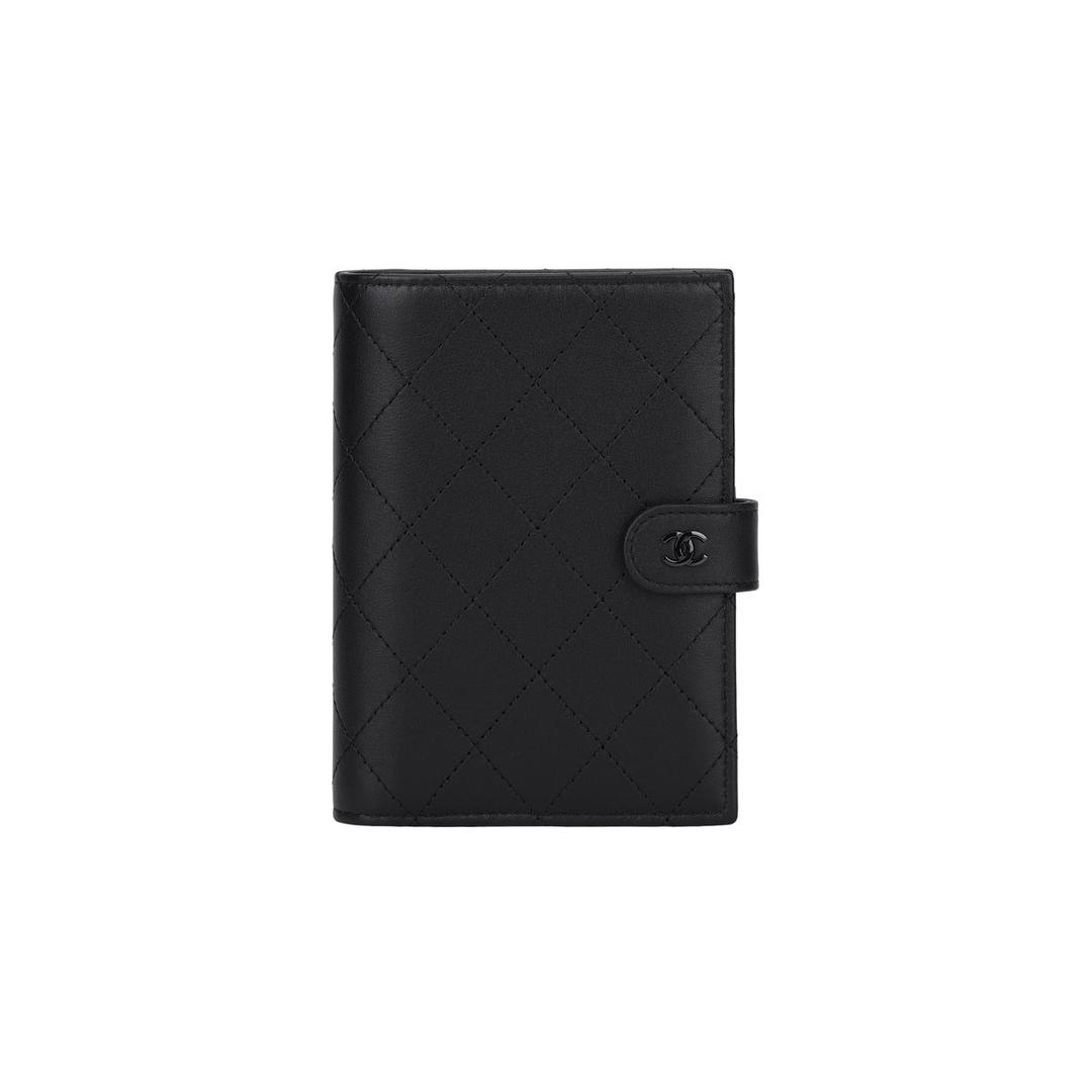 Chanel Chanel Calfskin Passport Holder Women's Black