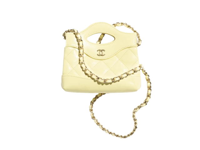 Chanel Chanel Clutch With Chain In Shiny Lambskin With Gold-Tone Metal Light Yellow - view 2
