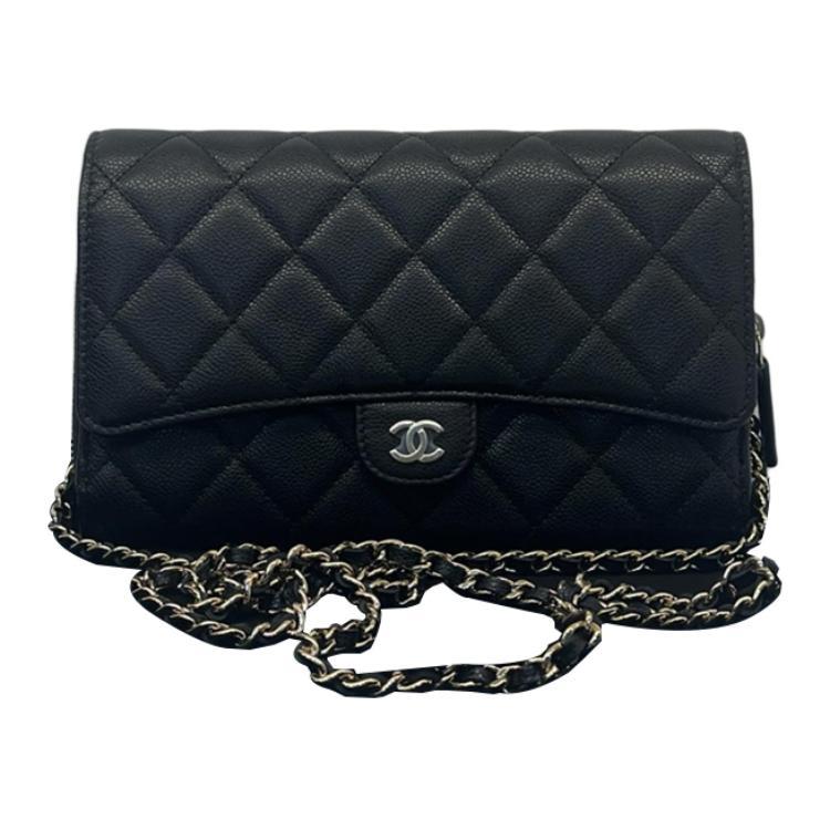 Chanel Chanel WOC Leather Patchwork Calfskin Shoulder Bag Crossbody Bag Women's Black