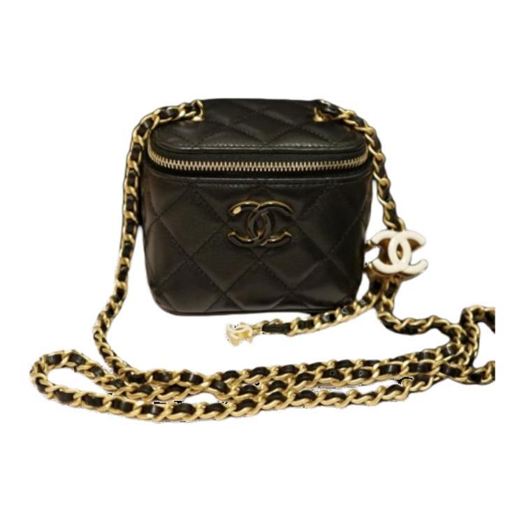 Chanel Chanel Lambskin Box Bag Shoulder Bag Crossbody Bag Women's Black
