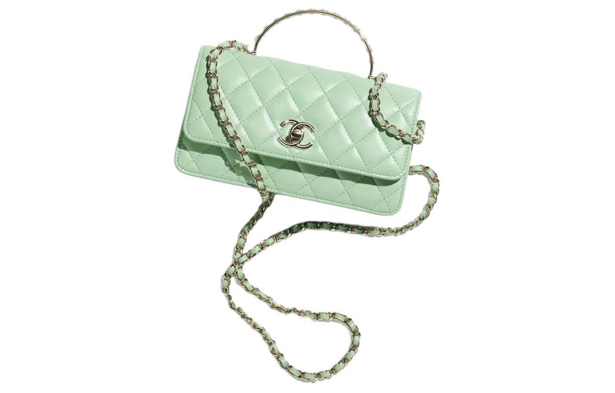Chanel Chanel Lambskin Handbag Shoulder Bag Crossbody Bag Women's Light Green