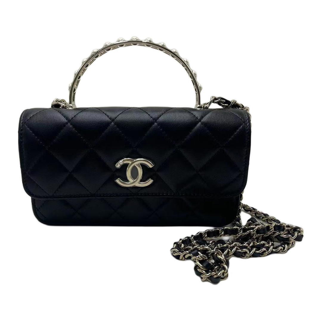 Chanel Chanel Leather Handbag, Shoulder Bag, Crossbody Bag Women's Black