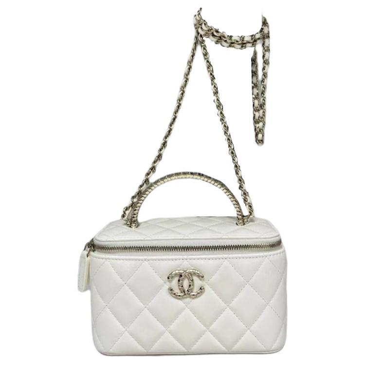 Chanel Chanel Leather Handbag Shoulder Bag Crossbody Bag Women's White