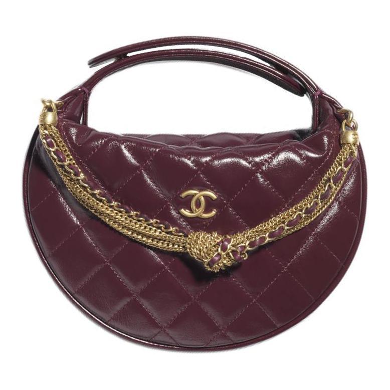 Chanel Chanel Bright Wrinkled Calfskin Handbag Women's Dark Burgundy