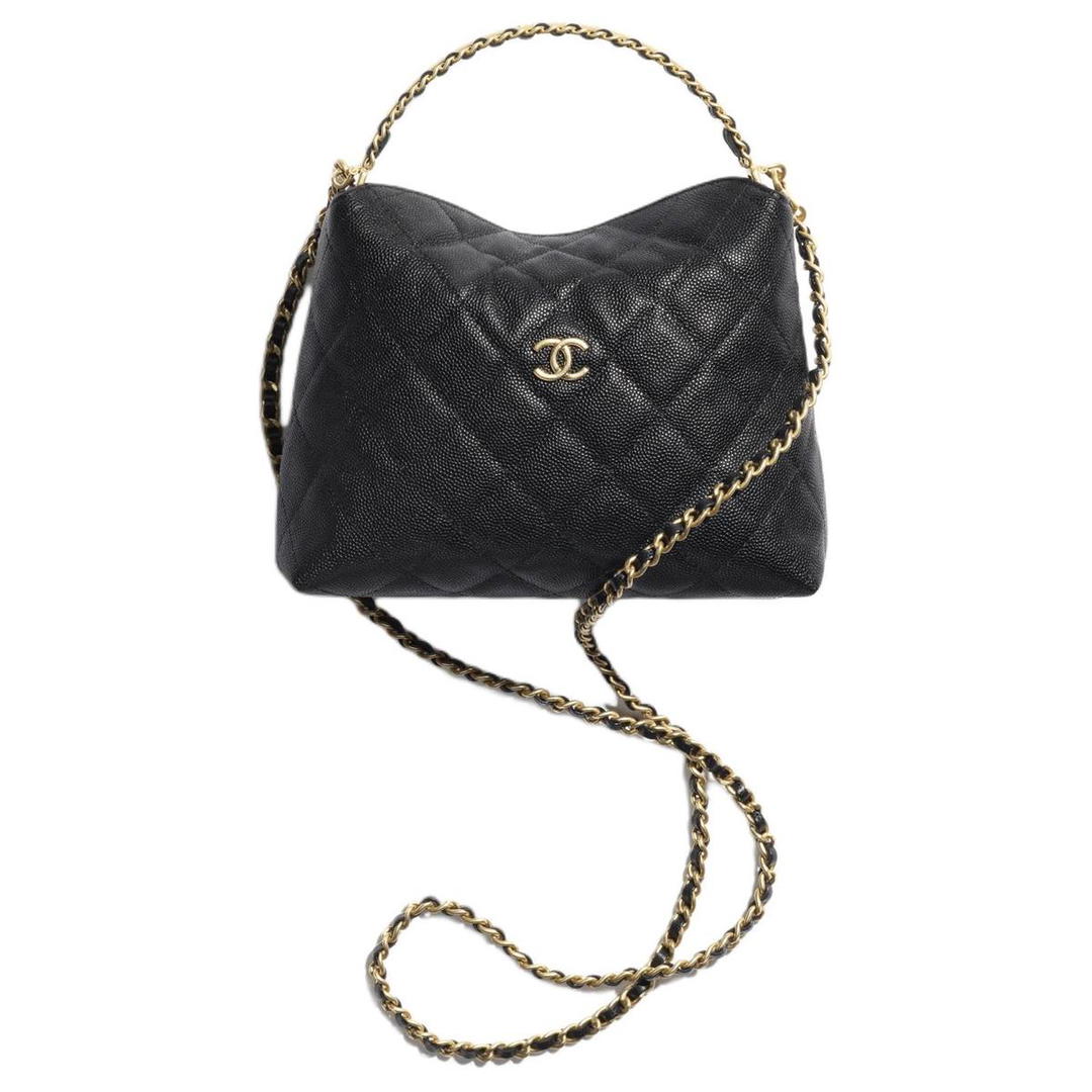 Chanel Chanel Embossed Shiny Calfskin Shoulder Bag Crossbody Bag Handbag Women's Black