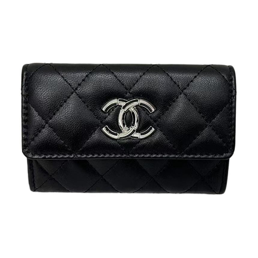 Chanel Chanel Lambskin Card Holder Wallet Women's Black