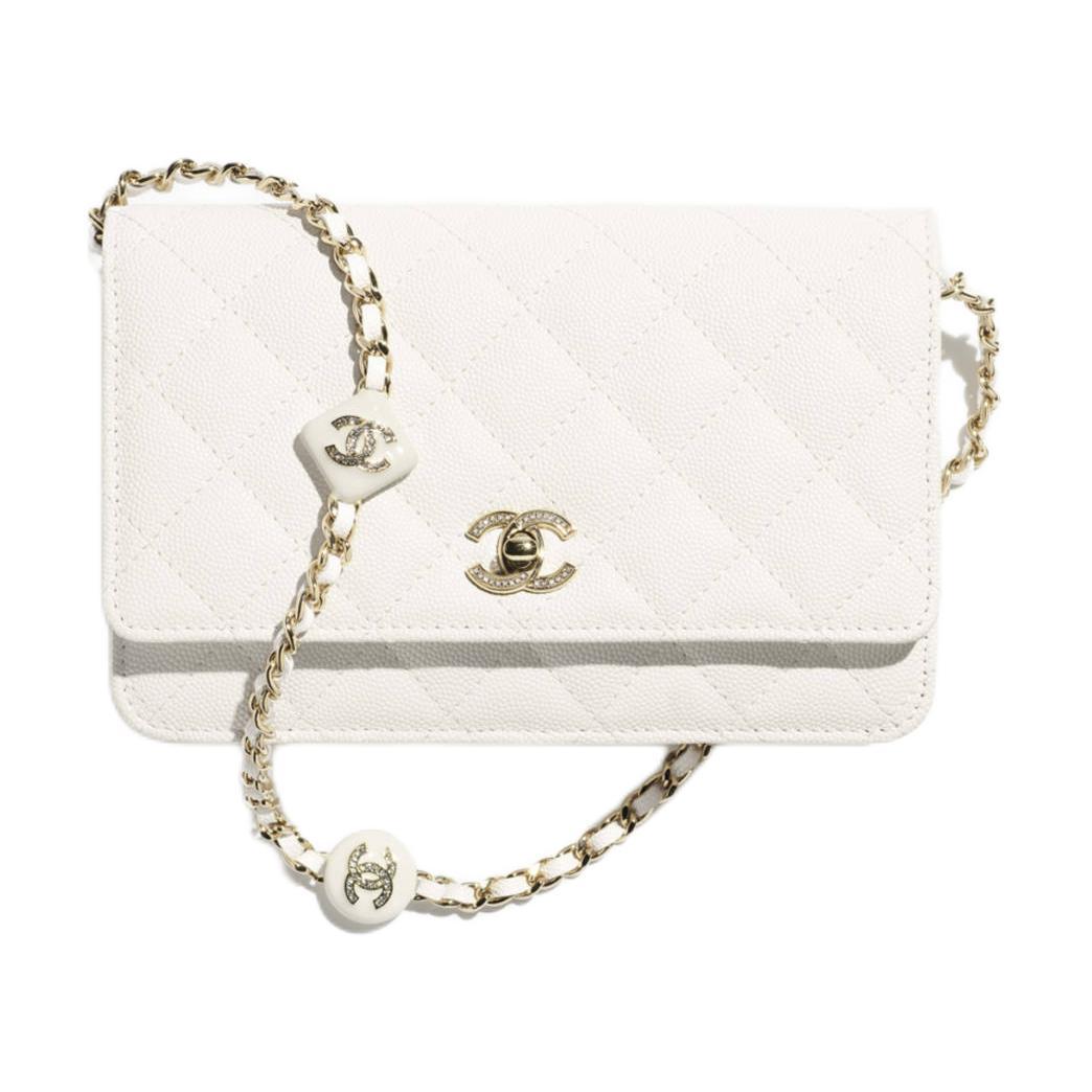 Chanel Chanel Grained Calfskin Wallet Women's White
