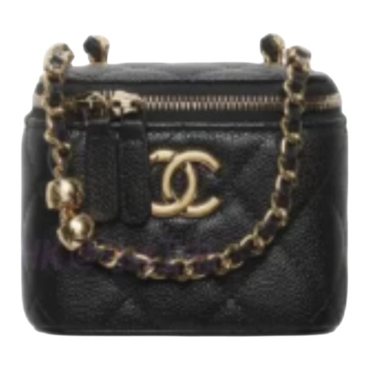 Chanel Chanel Shiny Grained Calfskin Shoulder Bag Crossbody Bag Handbag Women's Black