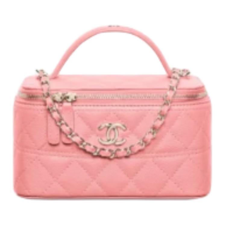 Chanel Chanel Textured Calfskin Shoulder Bag Crossbody Bag Handbag Women's Light Pink Red