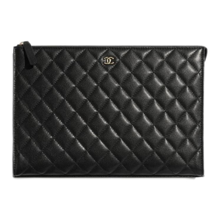 Chanel Chanel Calfskin Clutch Women's Black