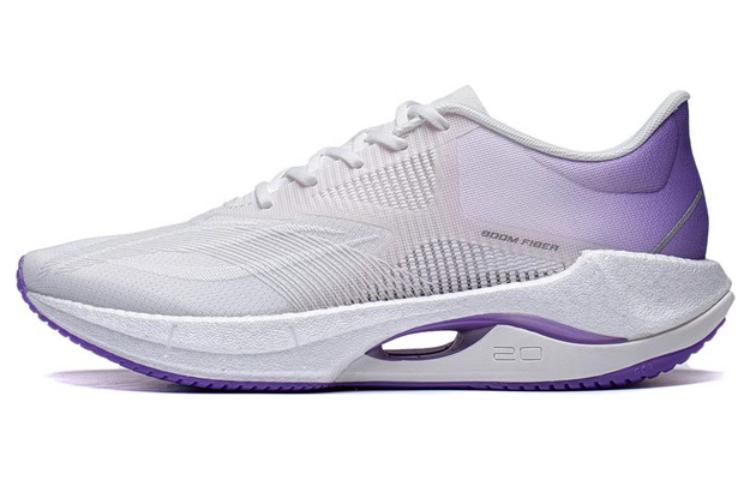 Li-Ning LiNing Super Light 20 Cushioned Slip Resistant Abrasion Resistant Low Top Sprint Running Shoes Women's White Purple