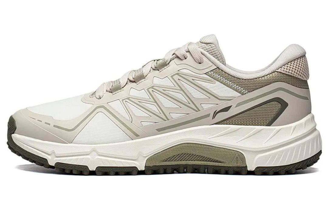 Li-Ning LiNing Cushioned Slip Resistant Abrasion Resistant Low Top Trail Running Shoes Men's Gray Green