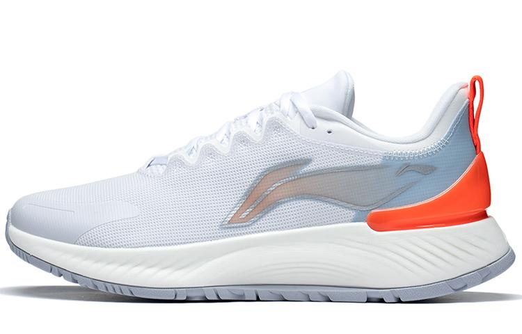 Li-Ning LiNing YueYing Element Rebound Cushioning Slip Resistant Low Top Running Shoes Men's White Orange