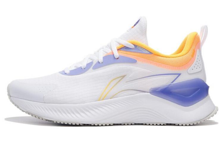 Li-Ning LiNing YueYing Element Cushioning Wear Resistant Rebound Low Top Sprint Running Shoes Men's White Yellow Purple