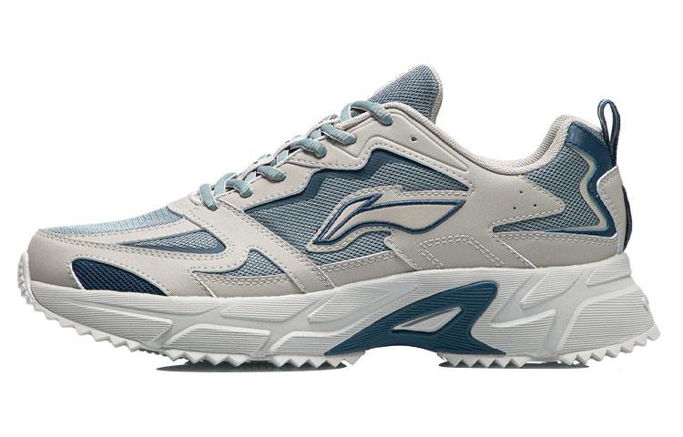 Li-Ning LiNing Anti Slip Wear Resistant Breathable Rebound Low Top Sprint Running Shoes Men's Gray Green