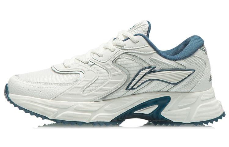 Li-Ning LiNing Cushioned Anti Slip Wear Resistant Breathable Lightweight Low Top Marathon Running Shoes Men's White Blue