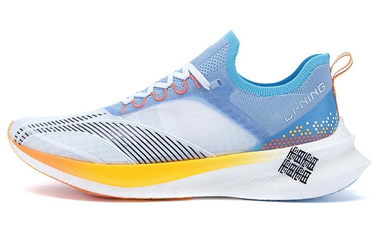 Li-Ning LINING Feidian Challenger Running Shoes Men Low-Top Standard White/New Aurora Blue