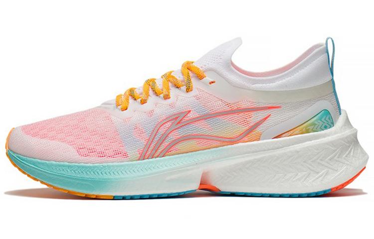 Li-Ning LiNing Feidian Discovery Cushioning Anti-Slip And Wear-Resistant Low-Top Running Shoes White Pink Blue