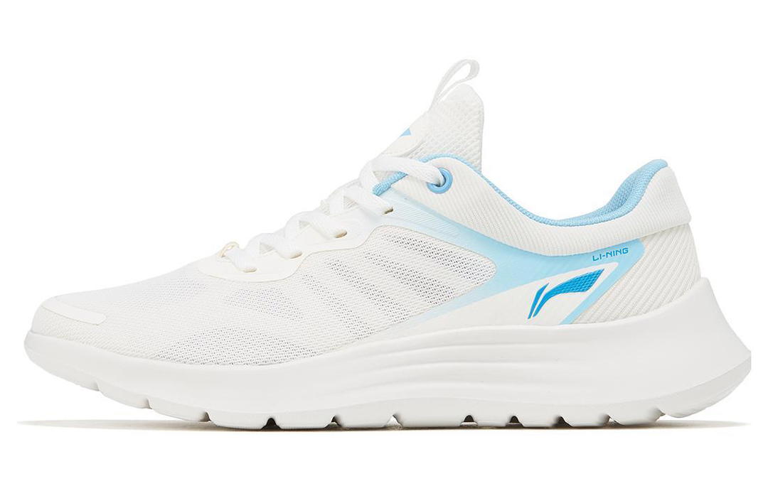 Li-Ning LiNing Cushioning Abrasion Resistant Breathable Lightweight Low Top Running Shoes Men's White Blue