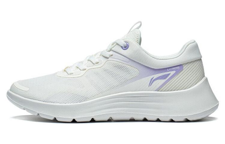 Li-Ning LiNing Cushioned Slip Resistant Abrasion Resistant Breathable Low Top Casual Running Shoes Women's White Purple
