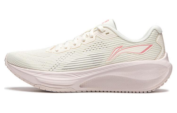 Li-Ning LiNing Wuyue 2.0 Cushioned Slip Resistant Abrasion Resistant Breathable Low Top Casual Running Shoes Women's Beige Pink