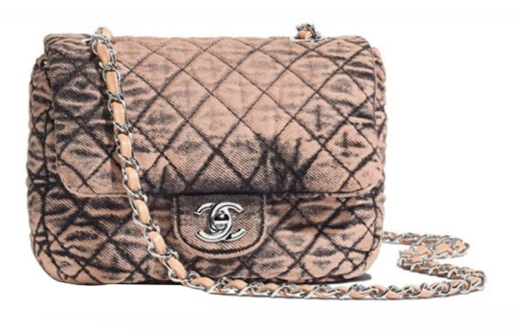 Chanel Chanel Denim Chain Shoulder Strap One Shoulder Handbag Crossbody Bag Women's Pink Black