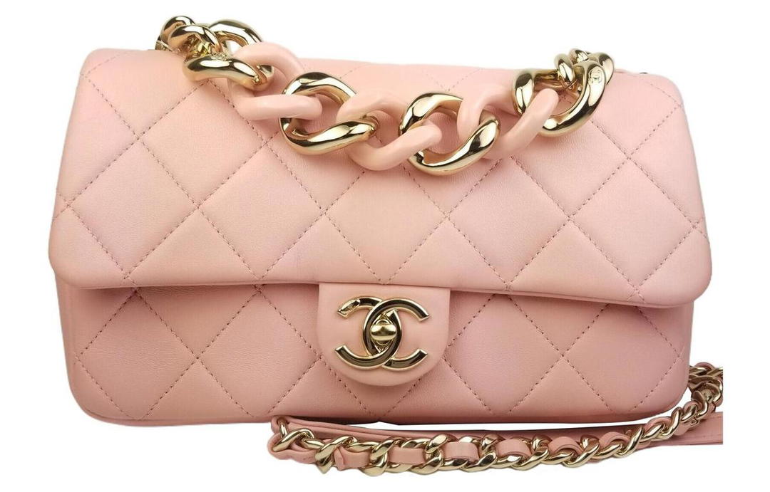 Chanel Chanel 22C Spring Classic Flap CF Sheepskin Chain Bag Handbag Shoulder Bag Crossbody Bag Women's Pink