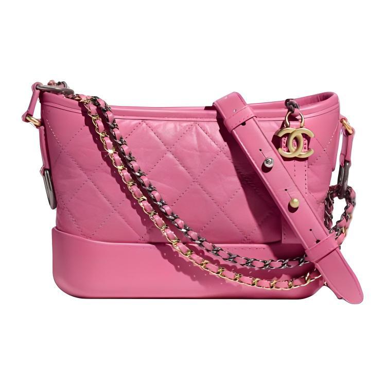 Chanel Chanel Gabrielle Calfskin Hobo Bag Handbag Shoulder Bag Crossbody Bag Medium Size Women's Pink