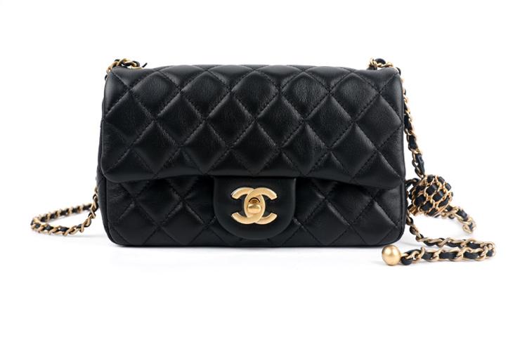 Chanel Chanel Classic Flap CF Small Gold Ball Sheepskin Chain Bag Shoulder Bag Crossbody Bag Mini Women's Black