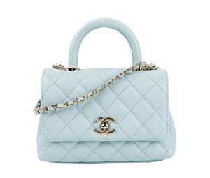 Buy Chanel COCO Handle Cow Leather Handbag Shoulder Bag Crossbody Bag Mini Women's Baby Blue Light Blue at Sasom – Authentic and Ready to Ship