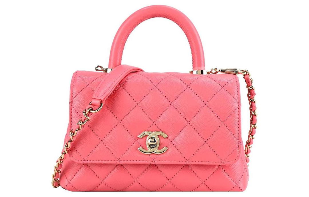 Chanel Chanel COCO Handle Textured Calfskin Handbag Shoulder Bag Crossbody Bag Mini Women's Pink