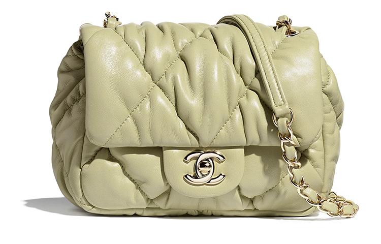 Chanel Chanel Cow Leather Mouth Cover Bag Crossbody Bags Shoulder Bags Small Size Women's Green