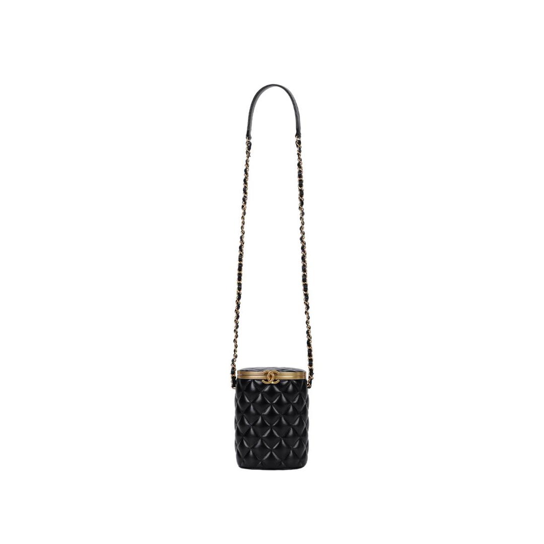 Chanel Chanel Lambskin Box-Shaped Bag Shoulder Bag Crossbody Bag Women's Black