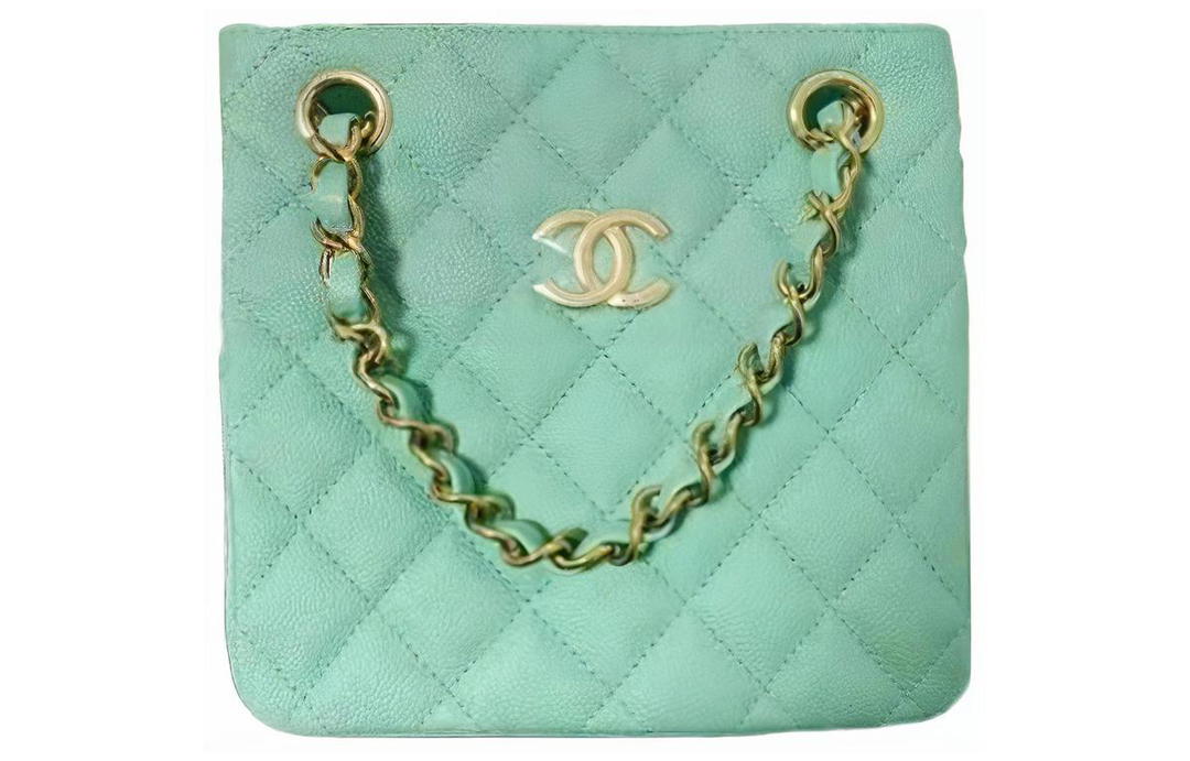 Chanel Chanel Cow Leather Tote Bag Shopping Bag Crossbody Bag Shoulder Bag Women's Light Green