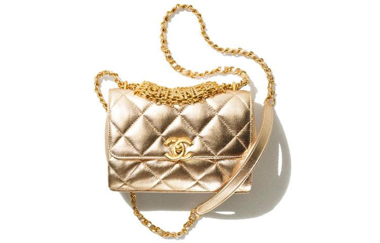 Chanel Chanel Sheepskin Shoulder Bag Crossbody Bag Mini Women's Gold