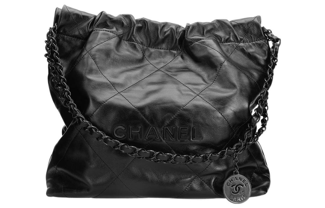 Chanel Chanel 22Bag22K Fall And Winter Cow Leather Tote Bag Shopping Bag Handbag Shoulder Bag Women's Black