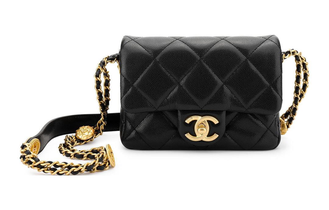 Chanel Chanel Grained Embossed Cow Leather Shoulder Bag Crossbody Bag Regular Women's Black