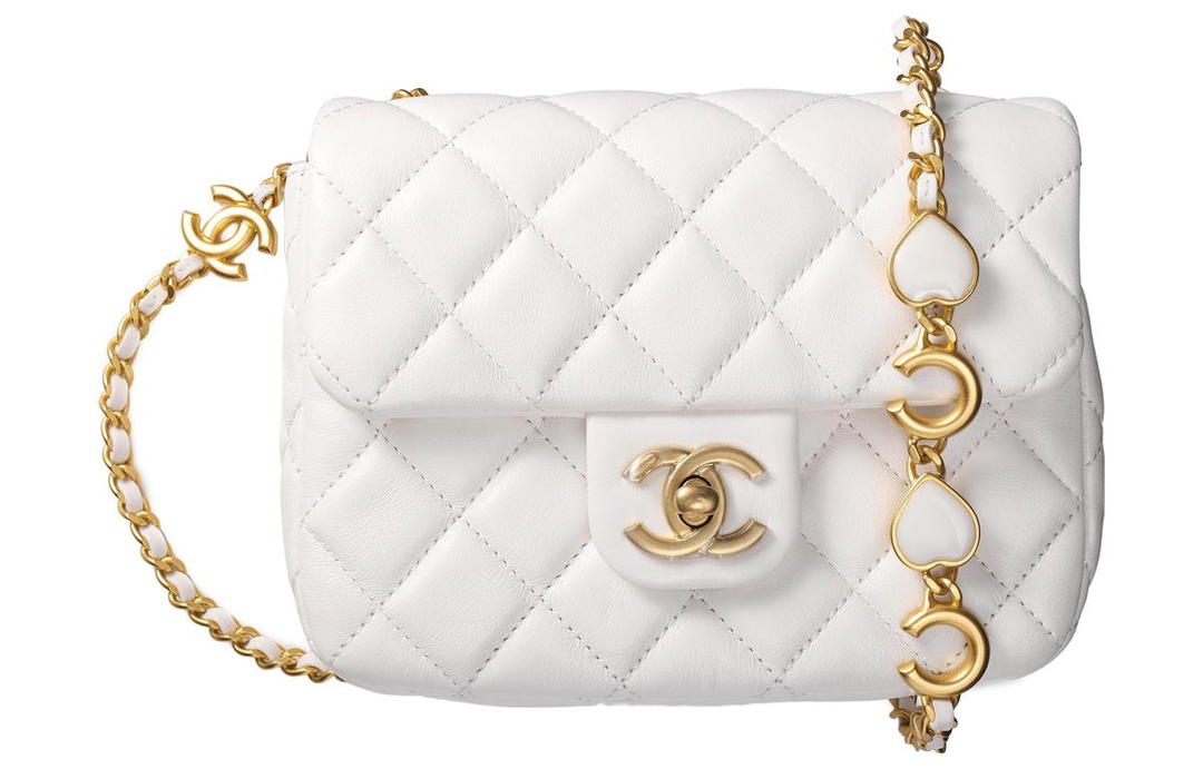Chanel Chanel 22K Autumn And Winter Lambskin Flap Crossbody Bag Shoulder Bag Women's White