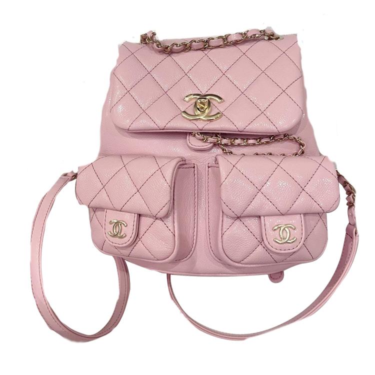 Chanel Chanel Duma Grain Cow Leather Backpack Medium Size Women's Pink