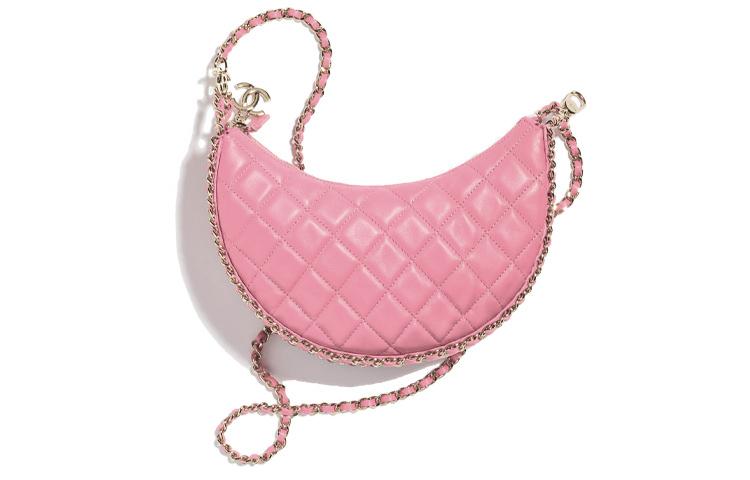 Chanel Chanel Lambskin Moon Bag Moon Shape Bag Dumpling Bag Hobo Bag Crossbody Bag Shoulder Bag Women's Pink