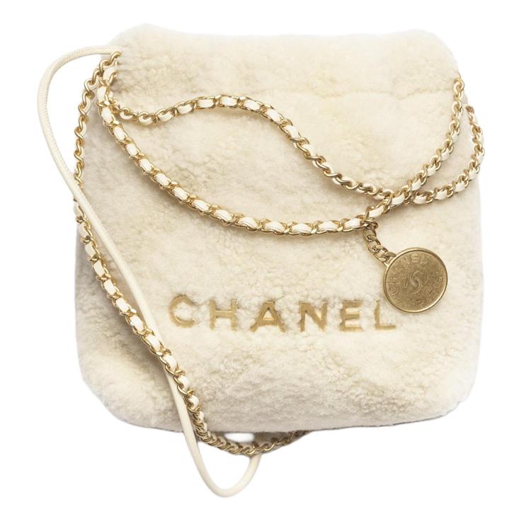Chanel Chanel Sheared Wool Shoulder Bag Crossbody Bag Handbag Mini Women's Natural Color