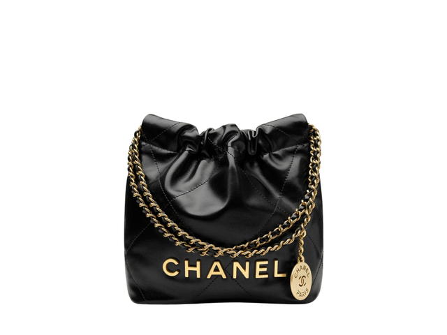 Chanel Chanel 22 Mini Handbag In Shiny Calfskin With Gold-Tone Metal Black - view 1