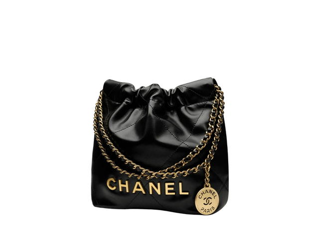Chanel Chanel 22 Mini Handbag In Shiny Calfskin With Gold-Tone Metal Black - view 2