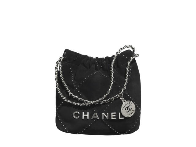 Chanel Chanel 22 Mini Handbag In Suede Calfskin And Studs With Silver-Tone Metal Black - view 1