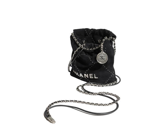 Chanel Chanel 22 Mini Handbag In Suede Calfskin And Studs With Silver-Tone Metal Black - view 3