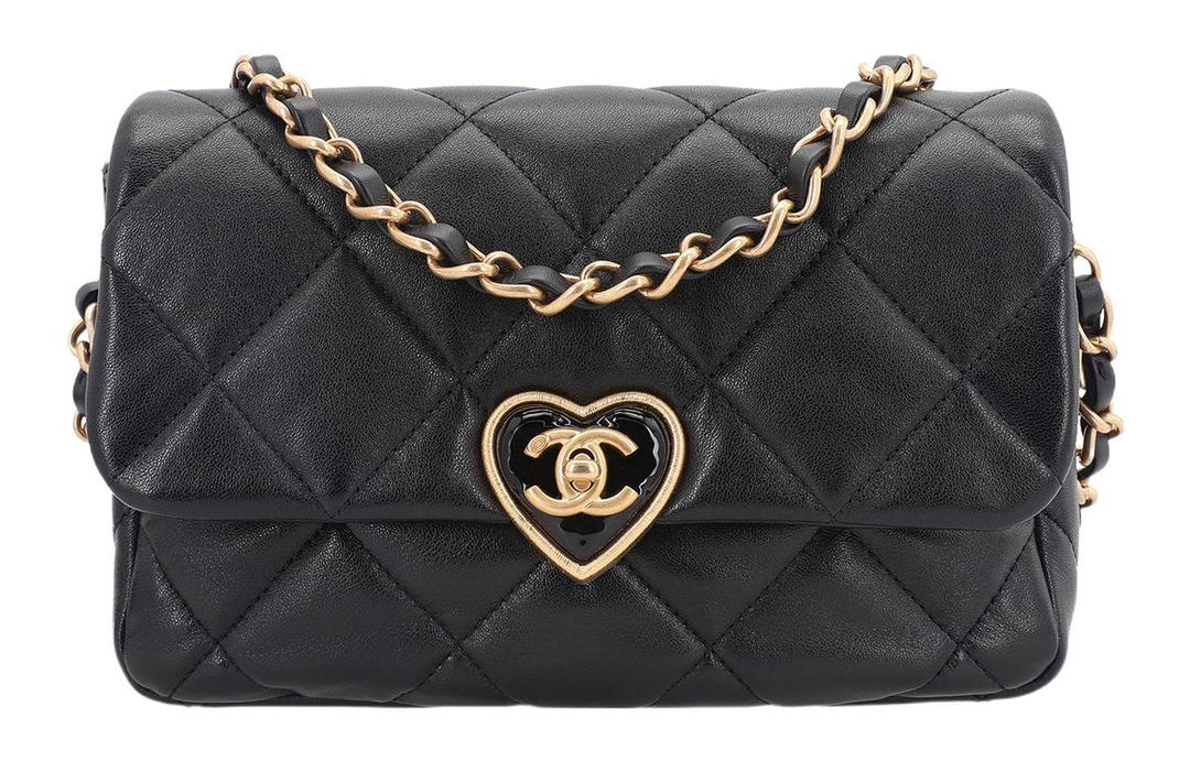 Chanel Chanel Sheepskin Mouth Cover Bag Chain Bag Shoulder Bag Crossbody Bag Medium Size Women's Black