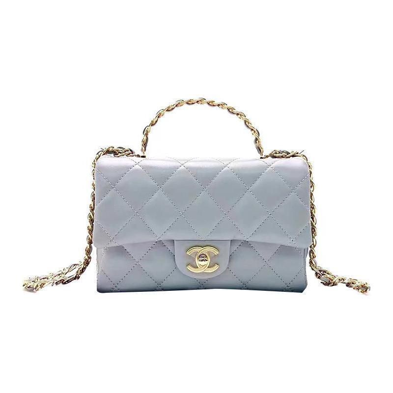 Chanel Chanel Lambskin Flap Bag, One Shoulder Handbag, Crossbody Bag Small Size Women's Blue Gray